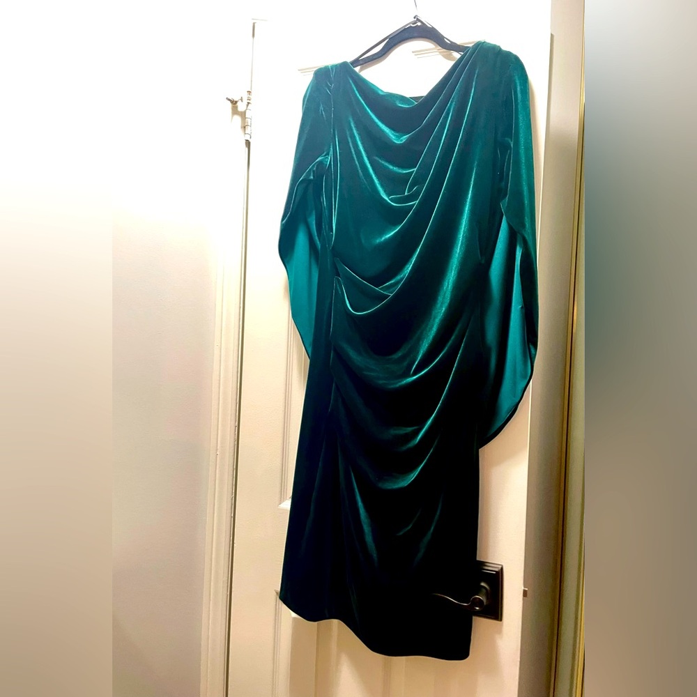 Emerald Green Velvet Cape Dress
